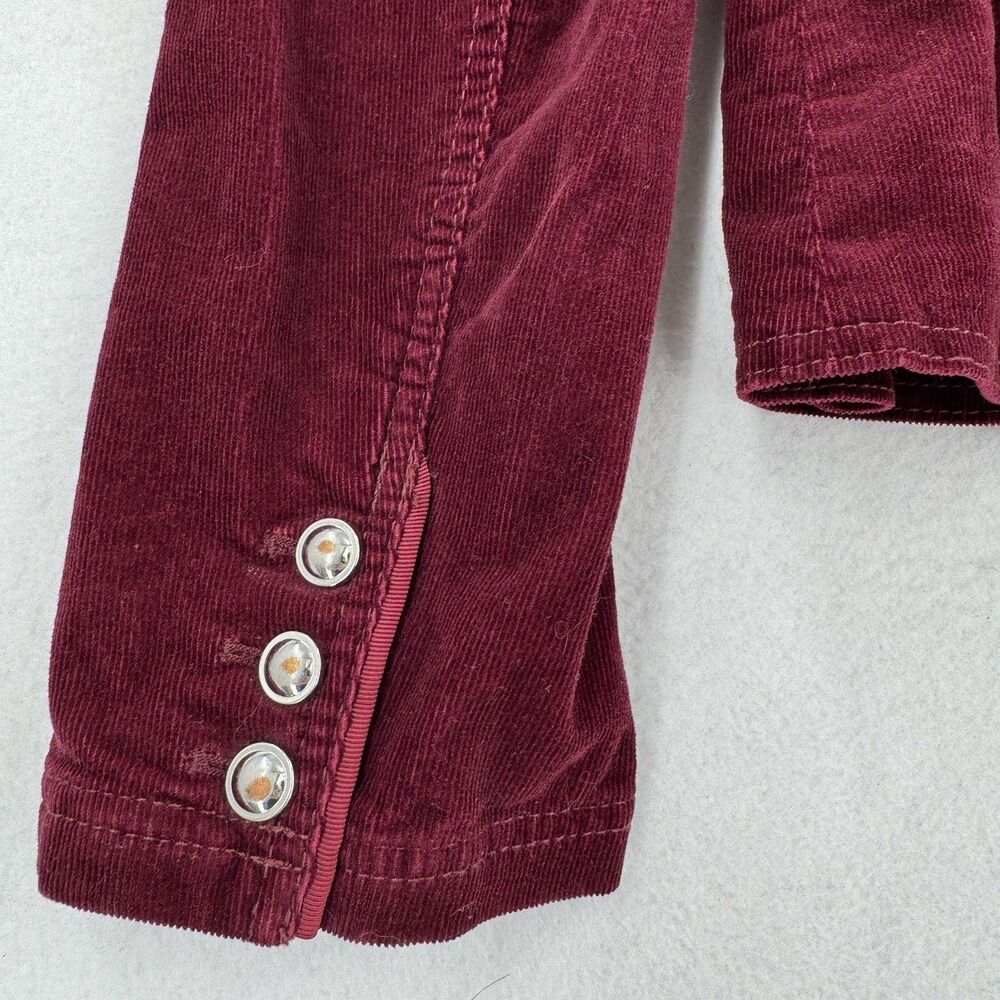 White House Black Market Corduroy Blazer Women 6 Burgundy Peplum Military Y2K - Picture 8 of 13
